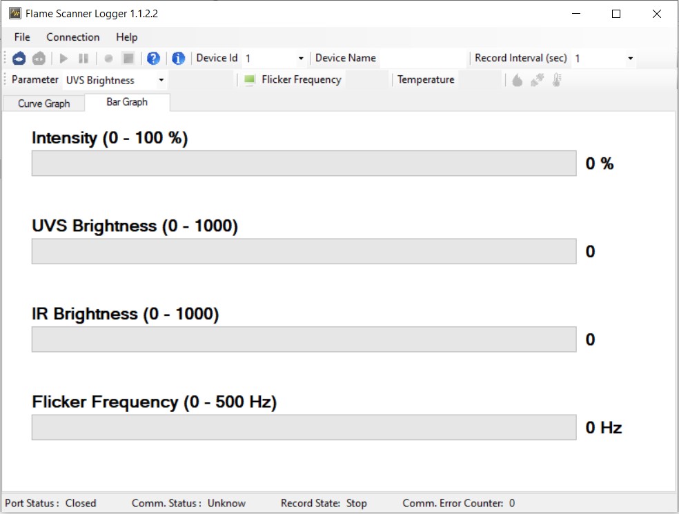 صفحه اصلی نرمافزار Flame Scanner Explorer.