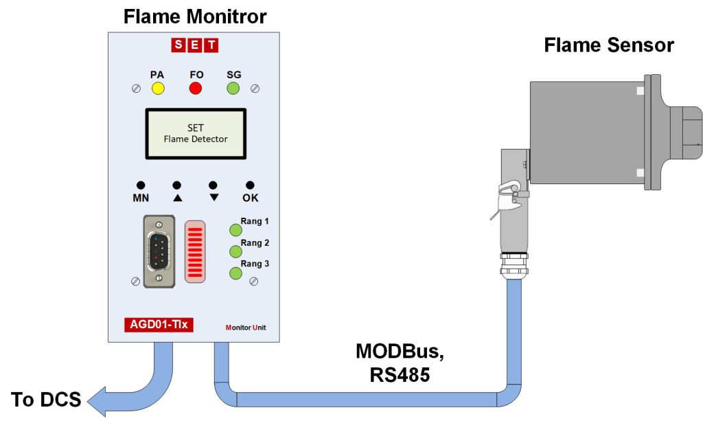 Flame sensor and monitor